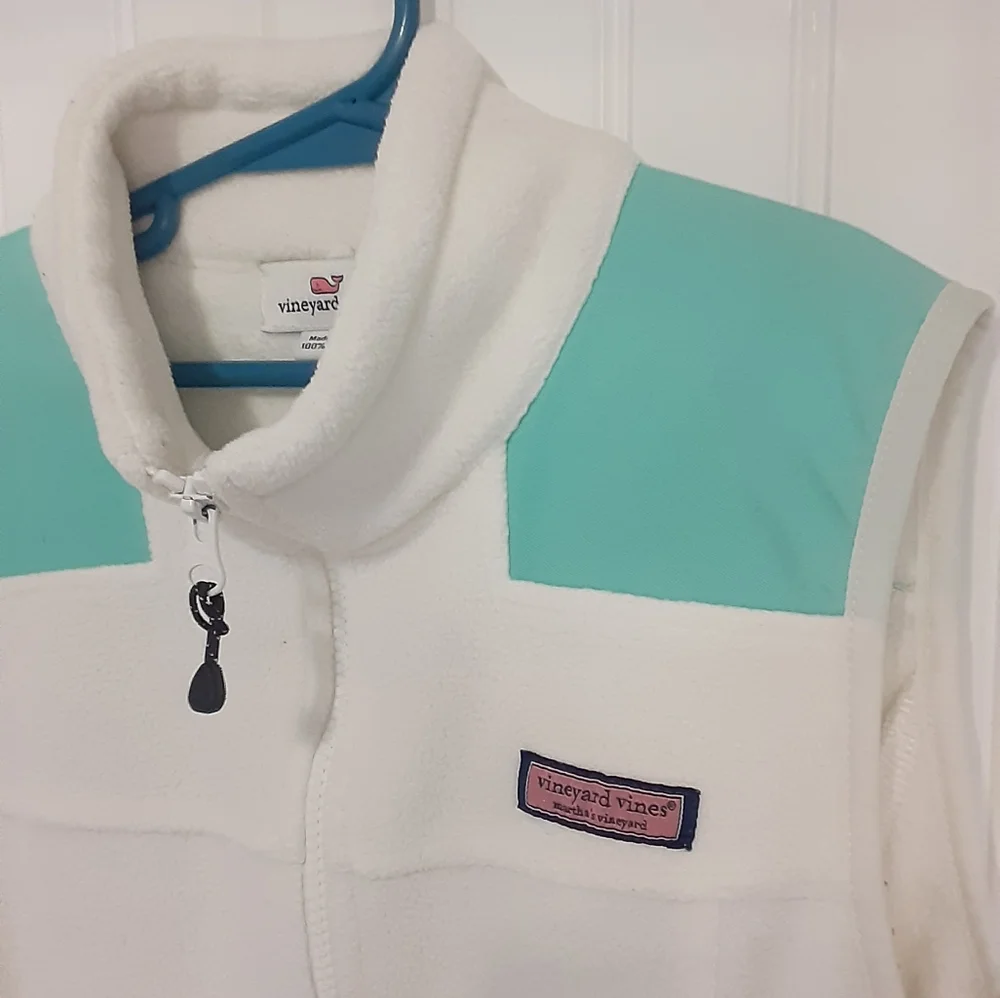 Vineyard Vines XXS fleece vest white and aqua - Picture 8 of 13